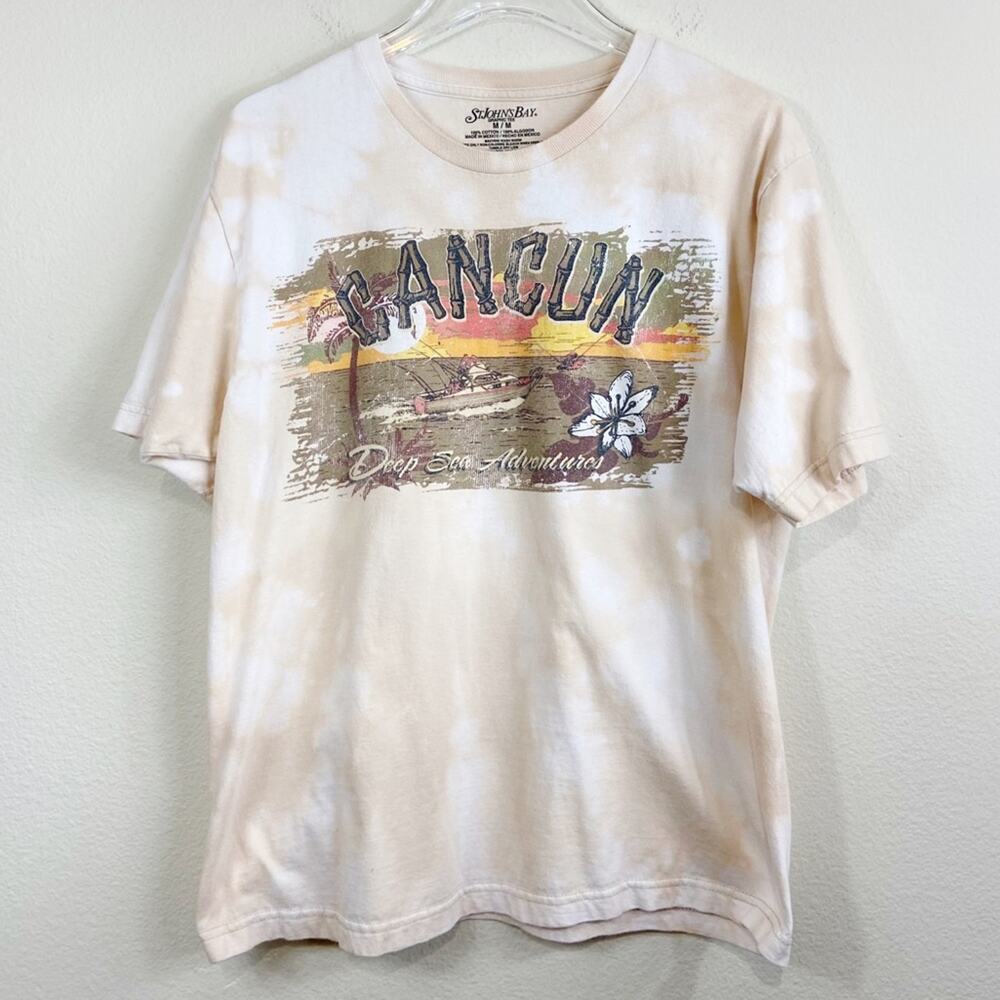 Cancun Mexico Travel Tee Custom Bleached Sz M